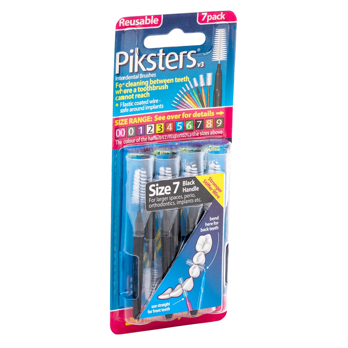 Piksters Size 7 Black Interdental Brushes 7pk