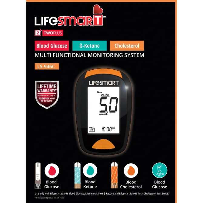LifeSmart Blood Glucose Ketone & Cholesterol Multi Functional Monitor