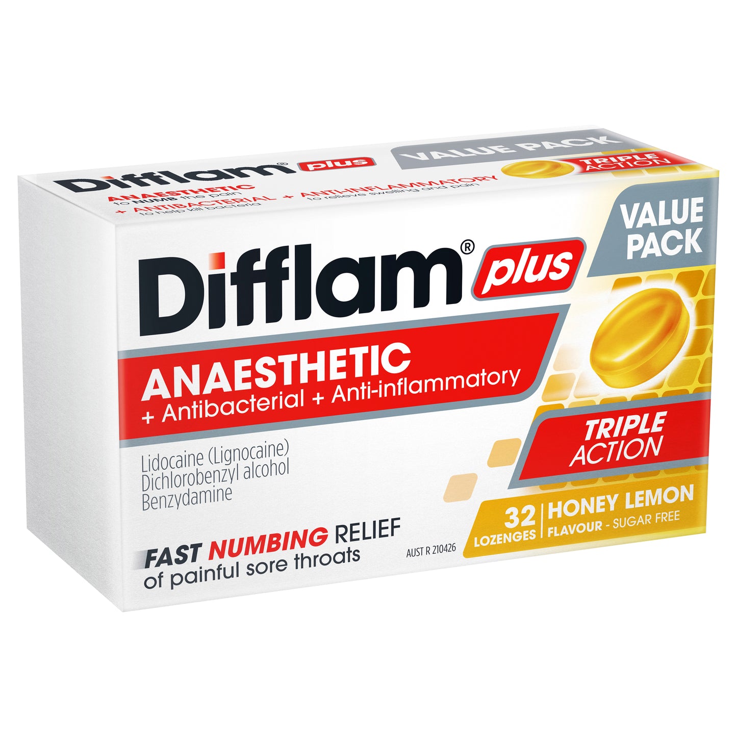Difflam Plus Lozenges Anaesthetic Honey Lemon 32