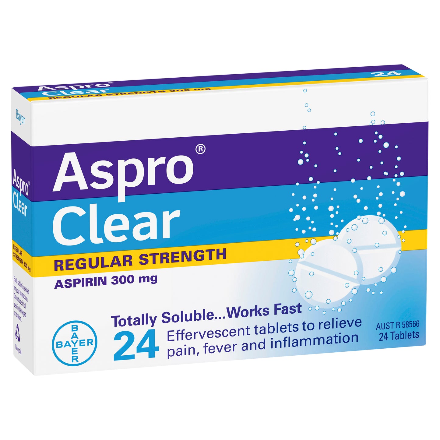 Aspro Clear Effervescent Aspirin 300mg Tablets 24