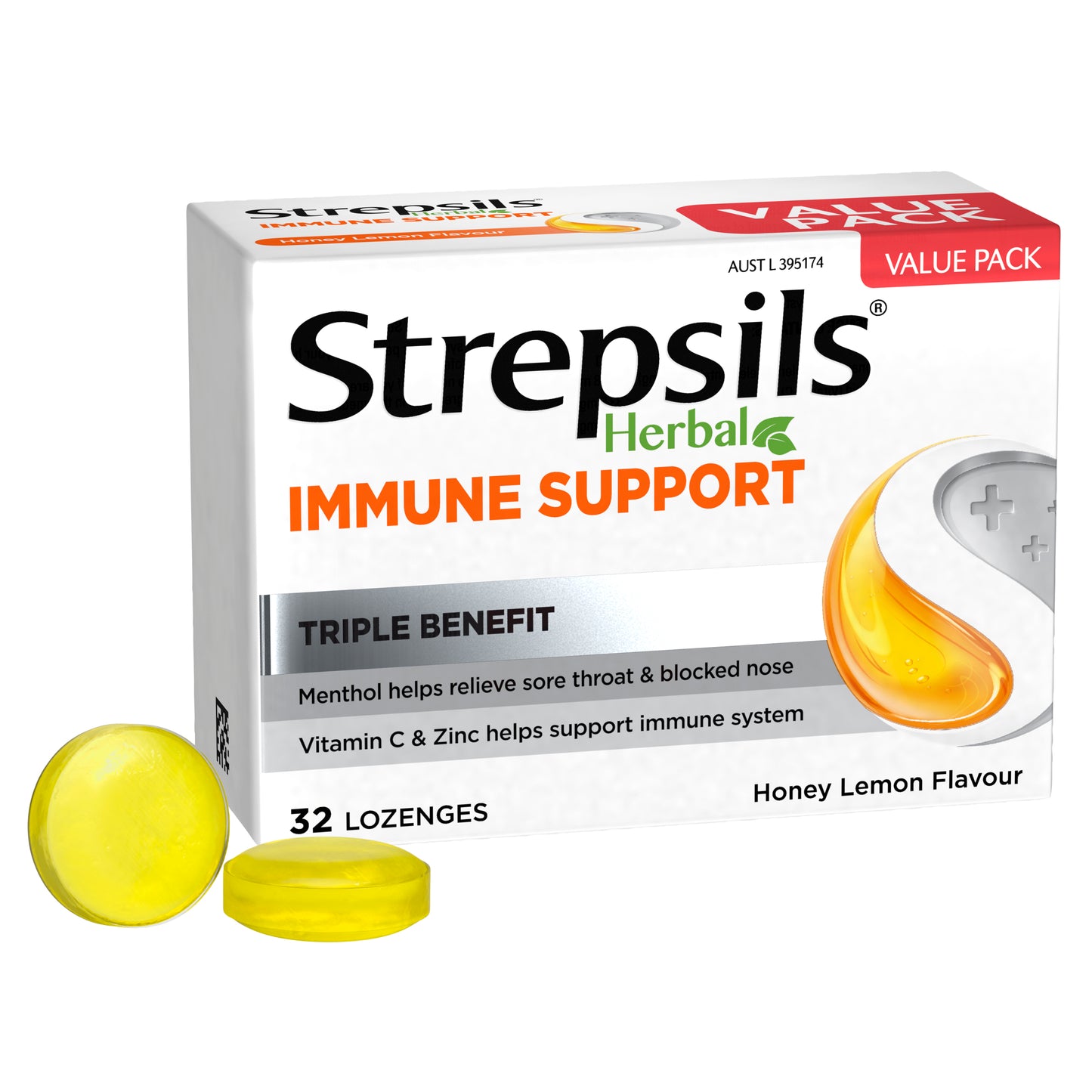 Strepsils Immune Support Honey & Lemon Lozenges 32