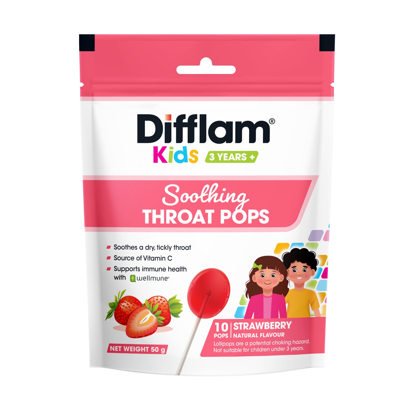 Difflam Kids Lollipop Strawberry 10