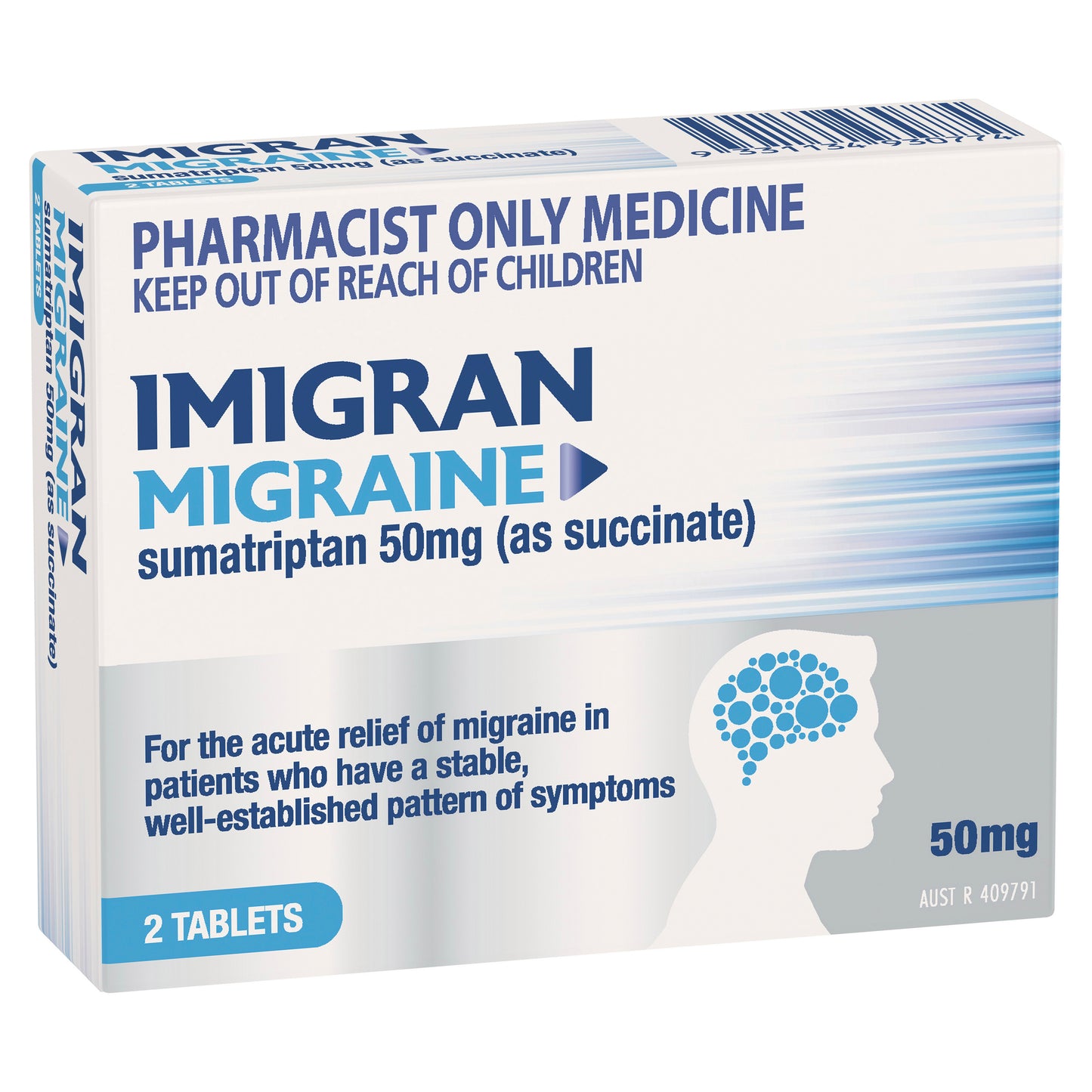 Imigran Migraine (Sumatriptan 50mg) Tablets 2 (S3)