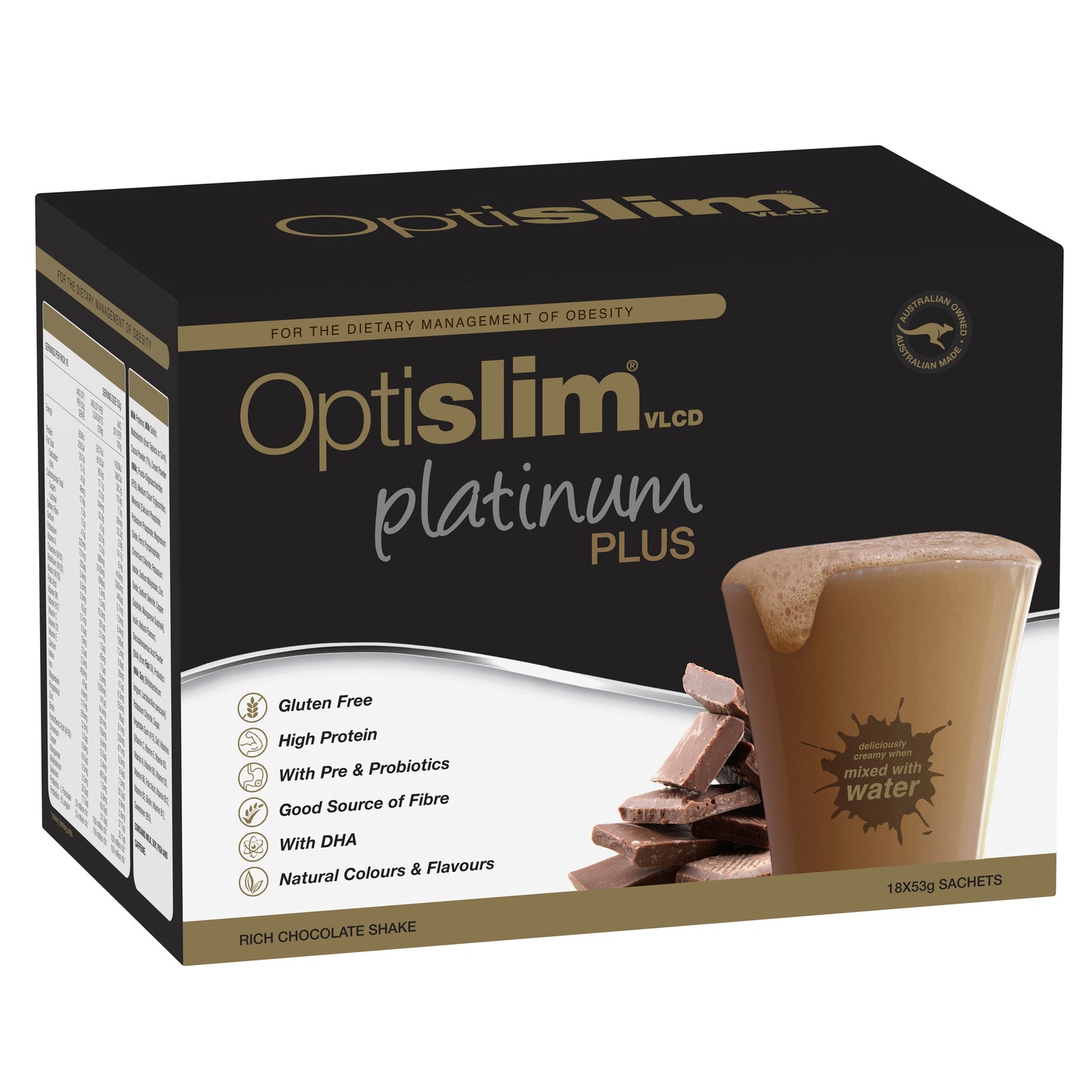 Optislim Platinum Plus Shake Chocolate 53g x18 Pack