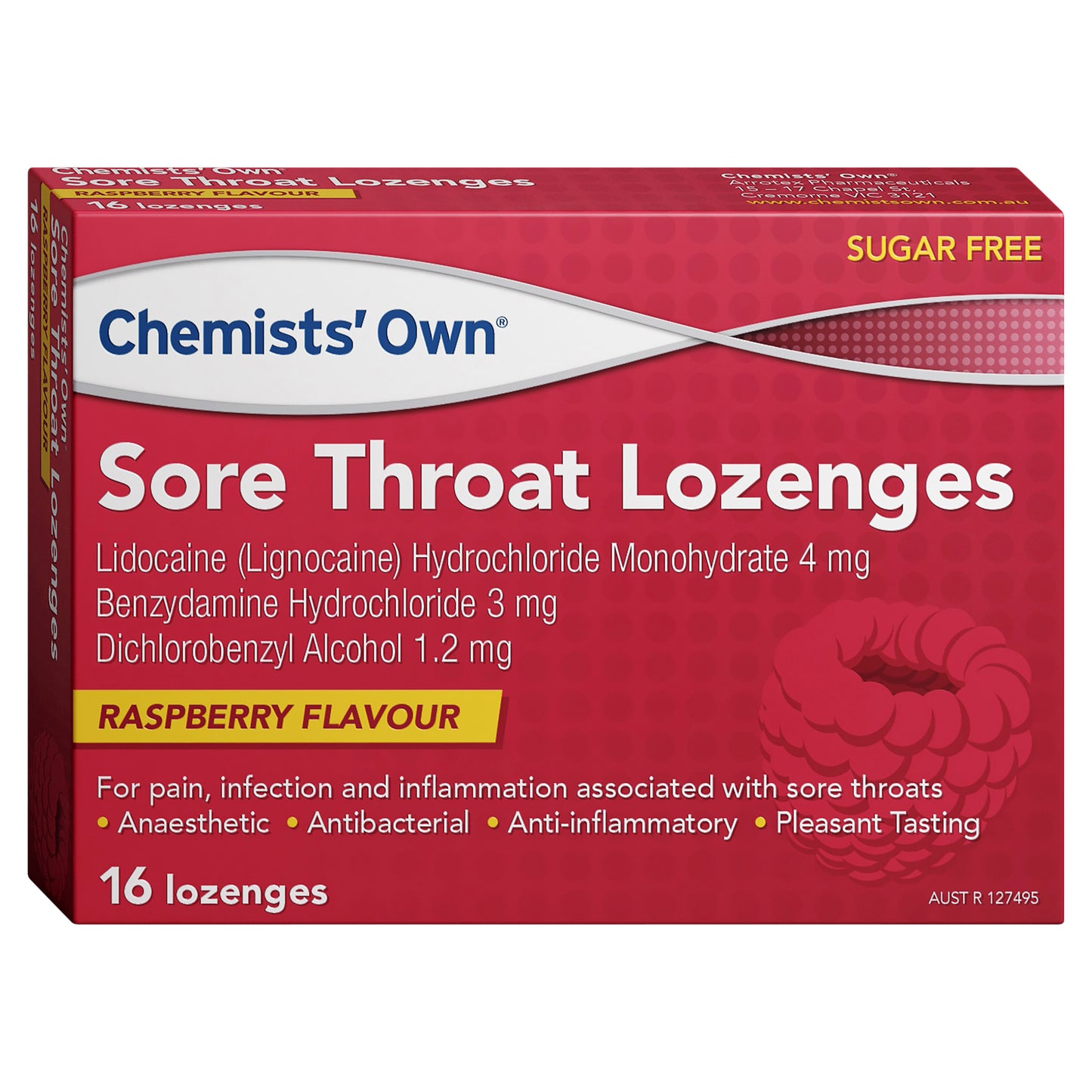 Chemist Own Sore Throat Lozenges Raspberry 16