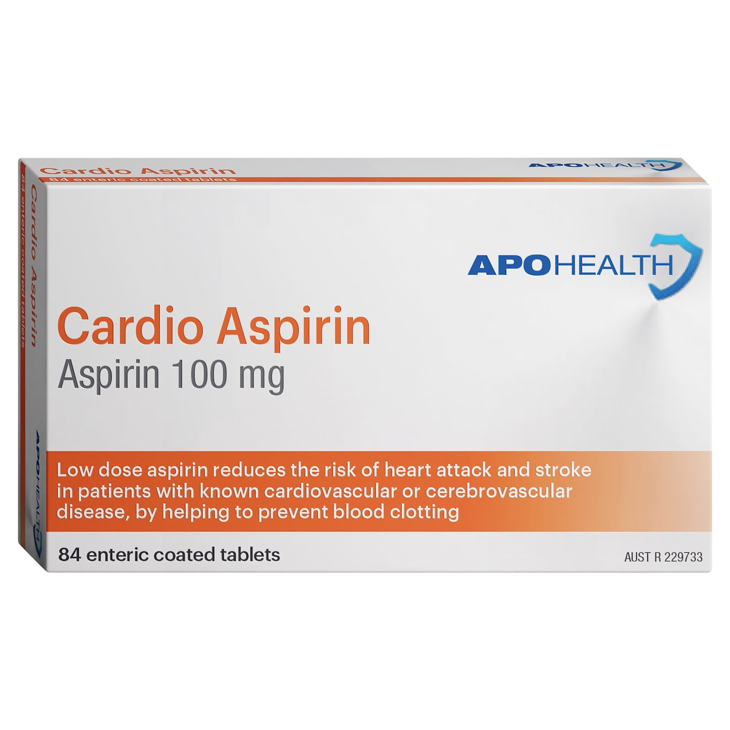APH Cardio Aspirin 100mg Tablets 84