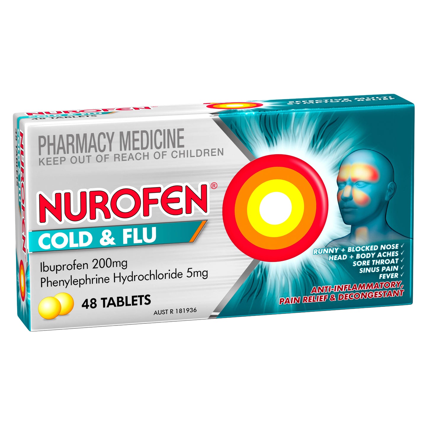 Nurofen Cold & Flu Phenylephrine Tablets 48