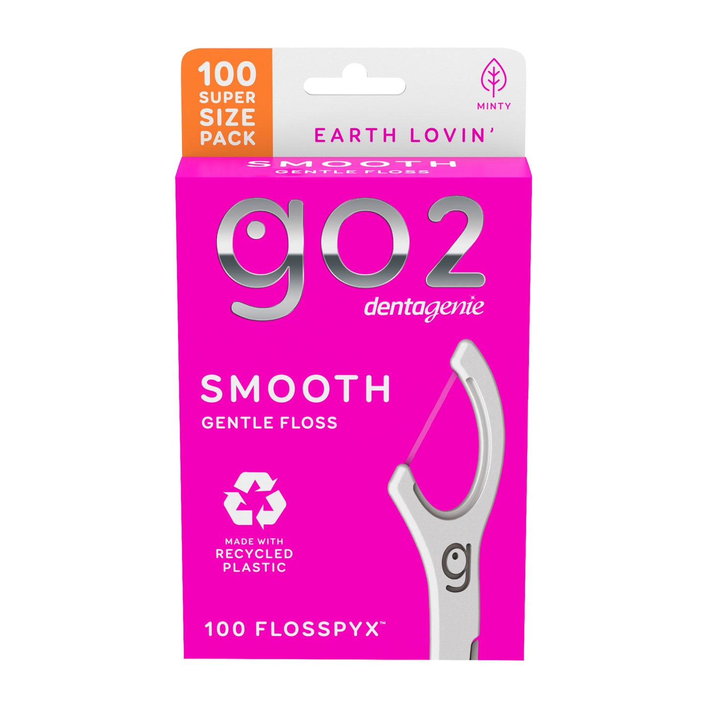 GO2 Dentagenie Smooth Floss Picks Mint 100pk x6