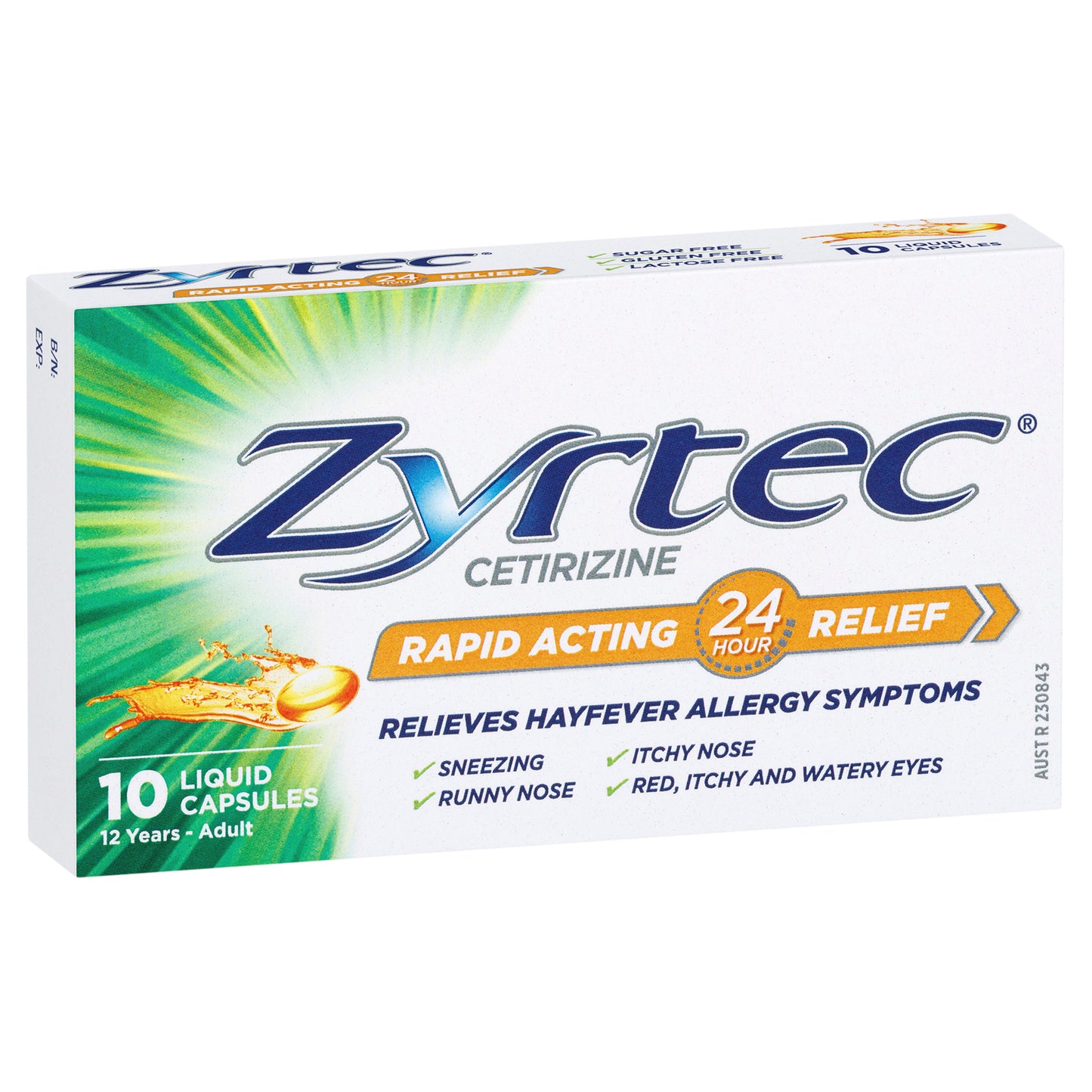 Zyrtec Cetirizine 10mg Liquid Capsules 10