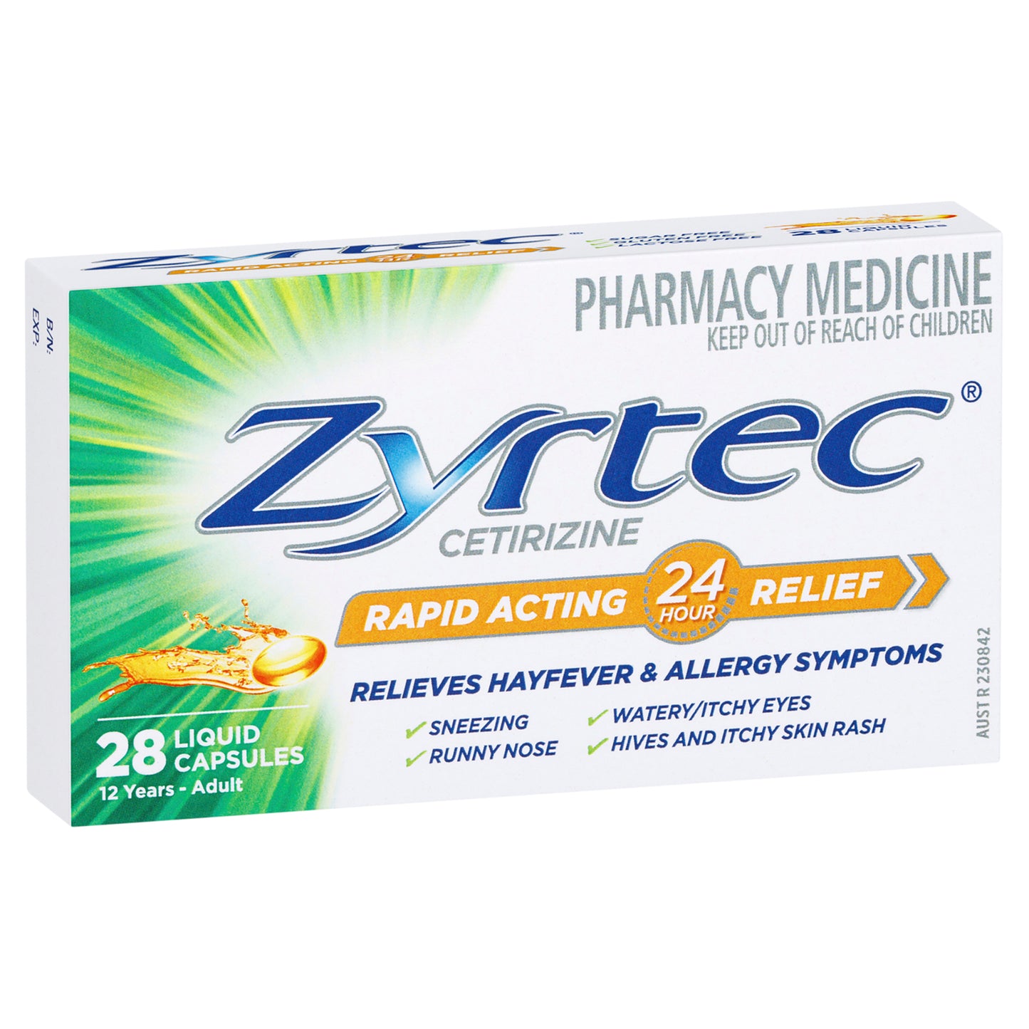 Zyrtec Cetirizine 10mg Liquid Capsules 28