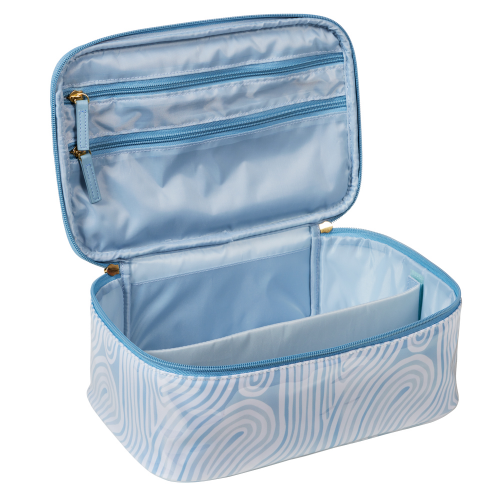 FEMME BEAUTE Train Case Blue Abstract