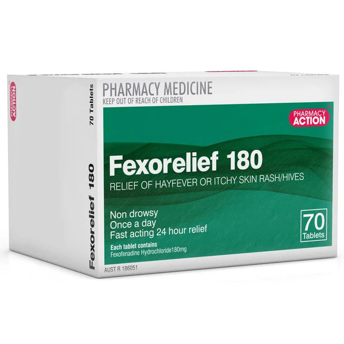 Pharmacy Action Fexorelief Fexofenadine 180mg Tablets 70