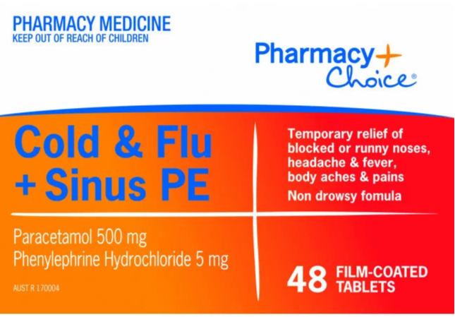 PharmacyChoice Cold & Flu + Sinus PE 48 Tablet