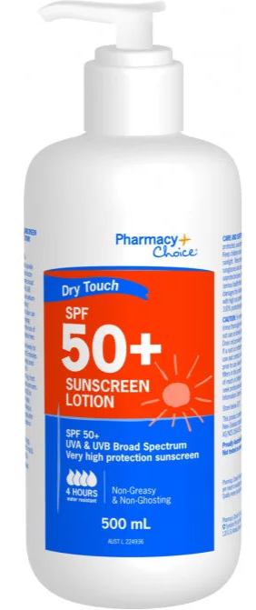 PharmacyChoice Dry Touch SPF 50+ Sunscreen Lotion 500 mL (Pump Bottle )