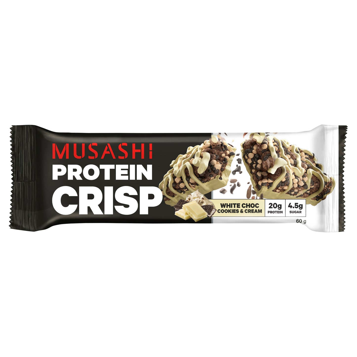 Musashi Protein Crisp Bar White Choc Cookies & Cream 60g x12
