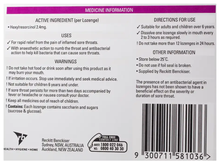 Strepsils Extra Blackcurrent Flavour 16 Lozenges