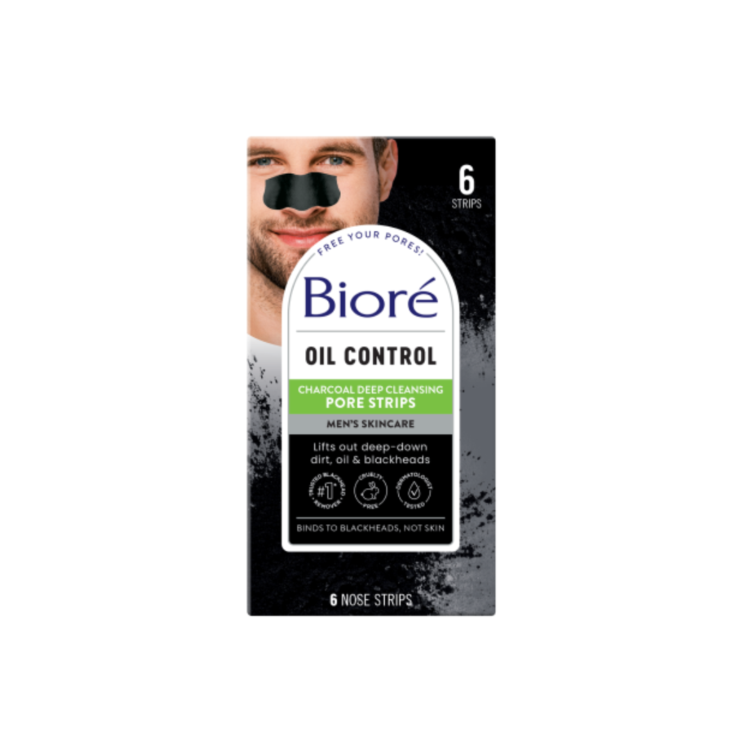 BIORE MENS CHARCOAL PORE STRIP 6PK