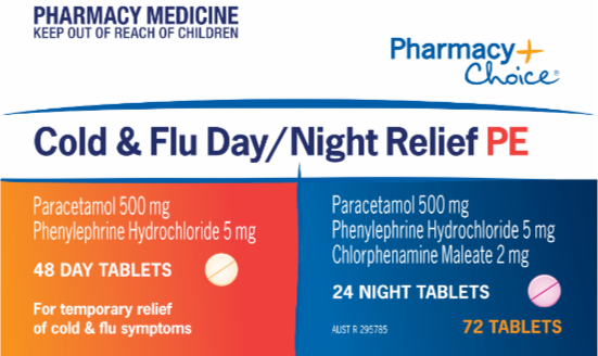 PharmacyChoice Cold & Flu Day/Night Relief PE 72 Tablets