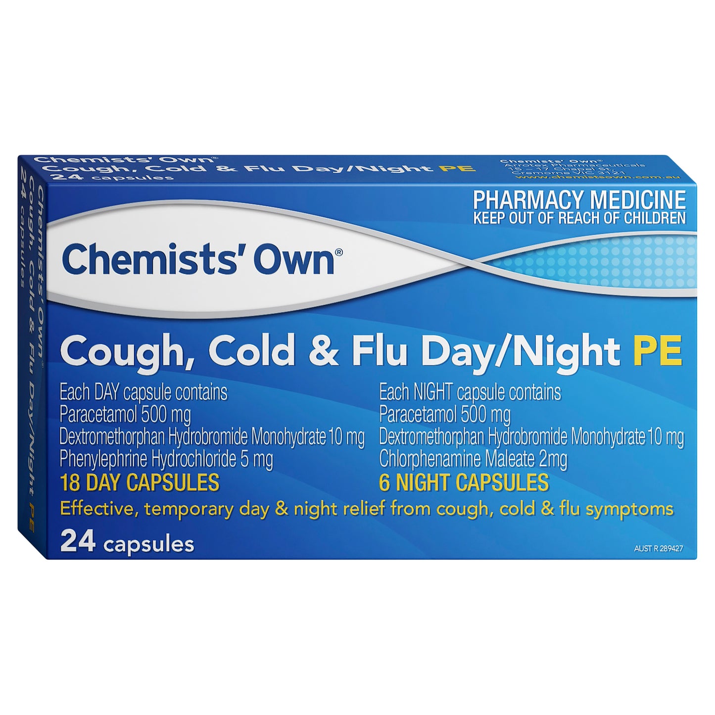 Chemist’s Own Cough Cold & Flu Day & Night PE Capsules 24