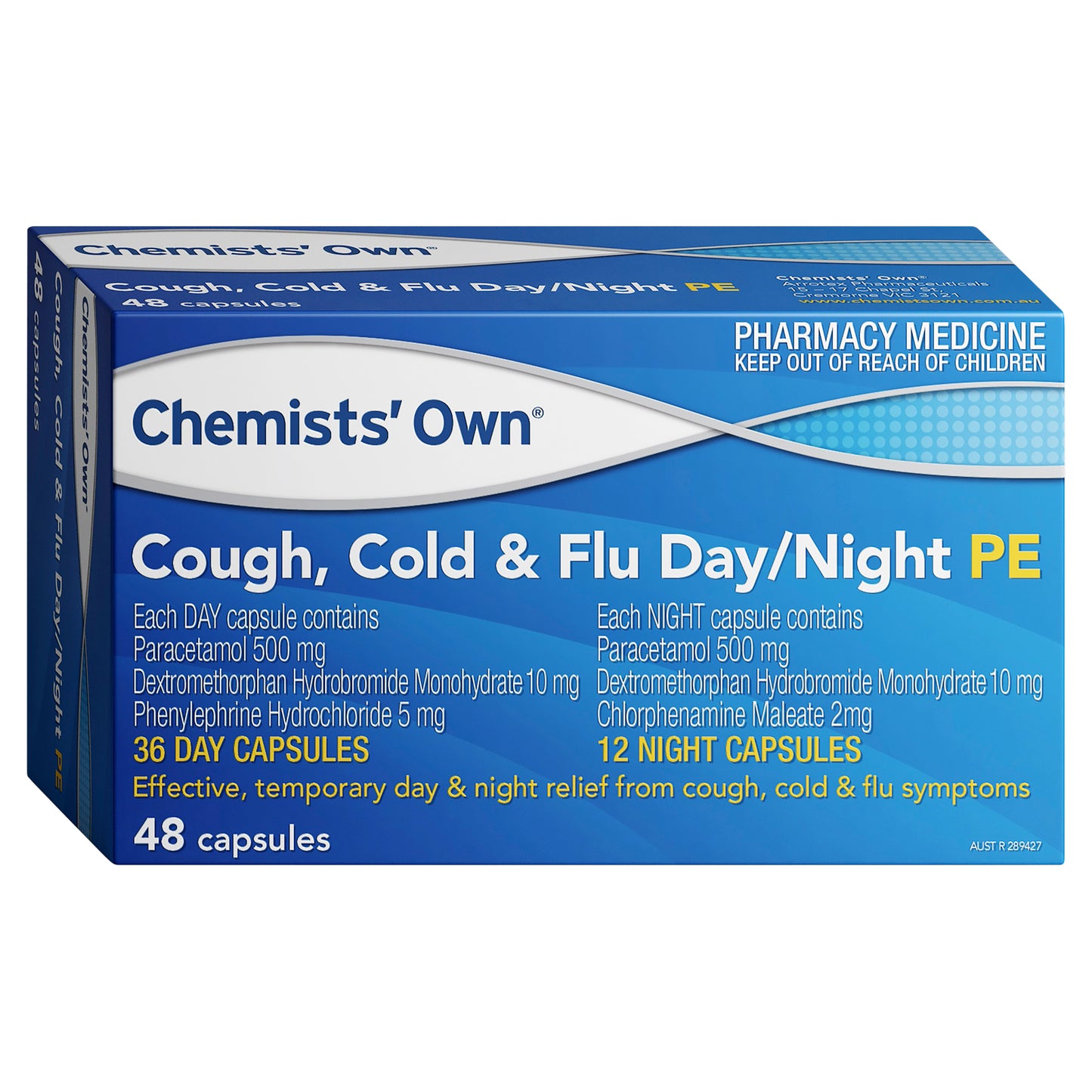 Chemist’s Own Cough Cold & Flu Day & Night PE Capsules 48