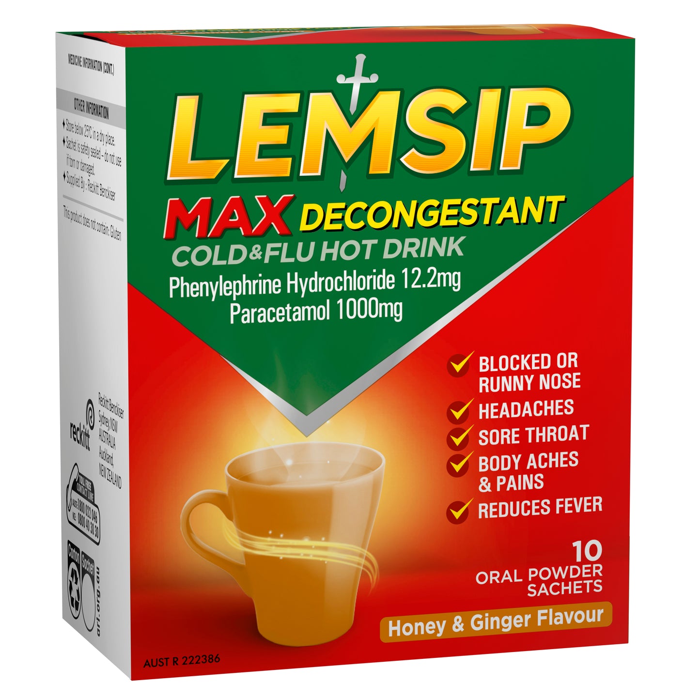 Lemsip Max Decongestant Honey & Ginger Sachets 10