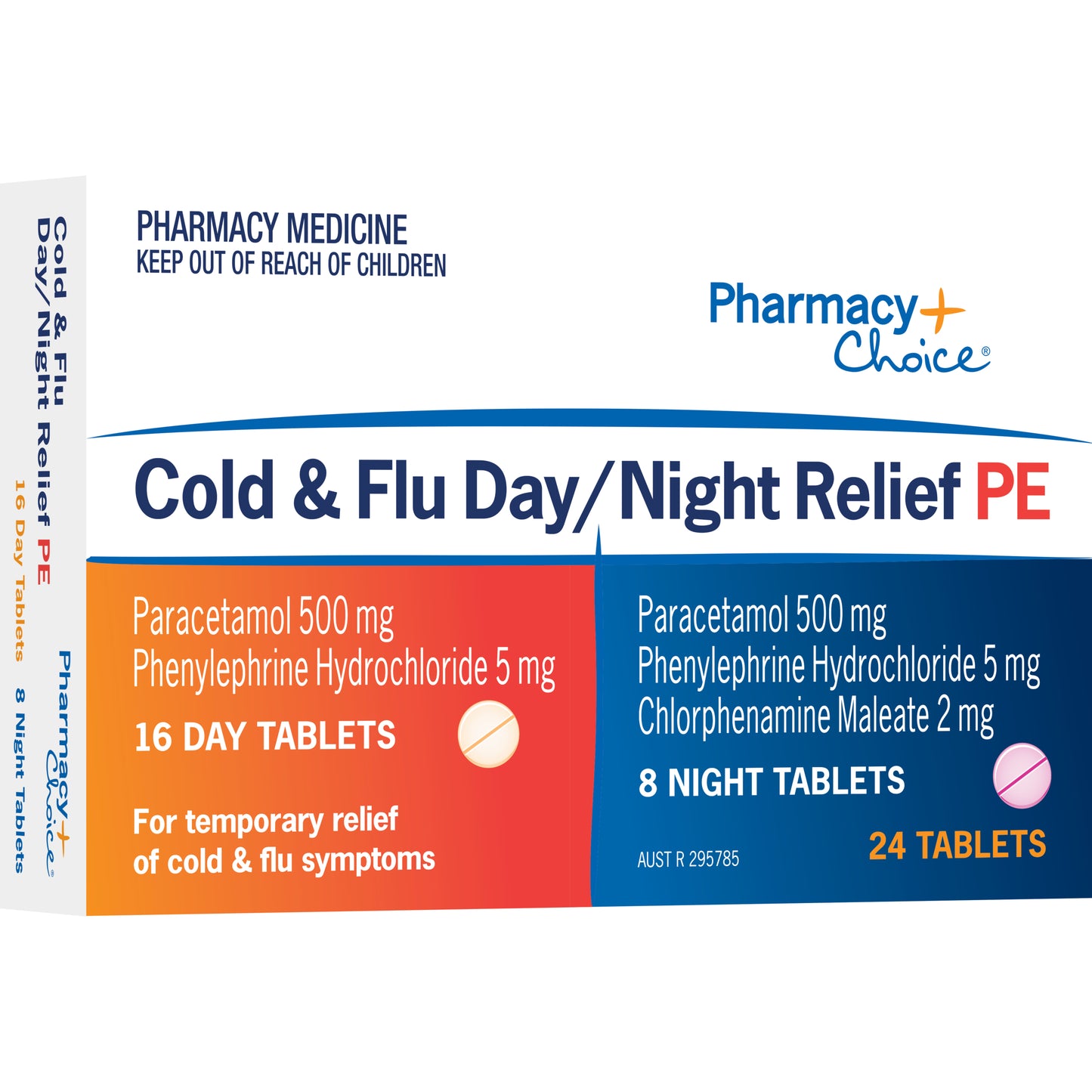 Pharmacy Choice Cold & Flu Day & Night PE Tablets 24 NF