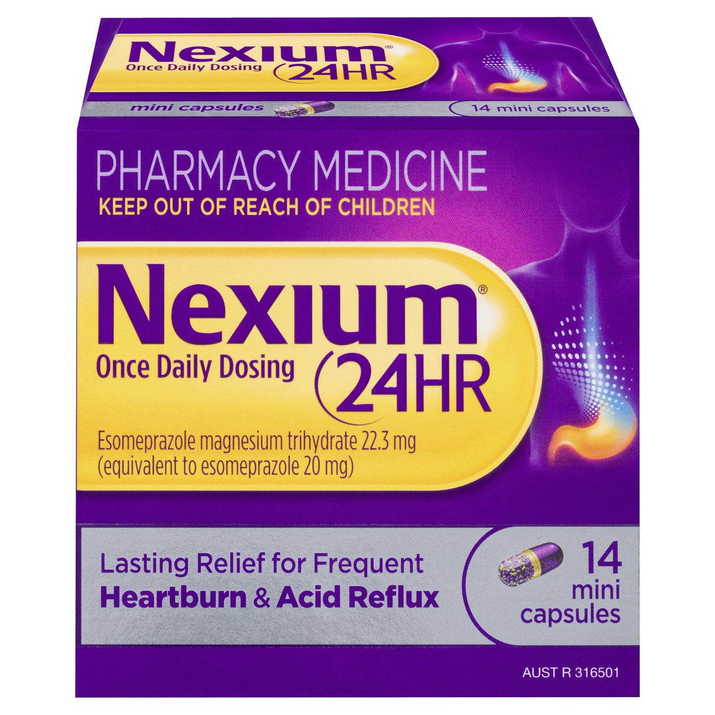 Nexium 24Hr Mini Capsules 20mg Bottle 14
