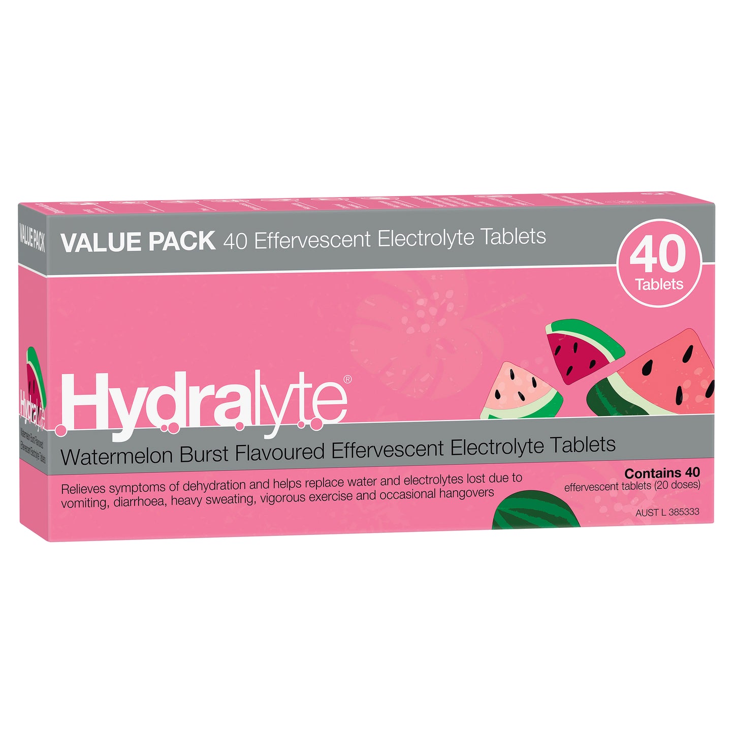 Hydralyte Effervescent Watermelon Burst Tablets 40