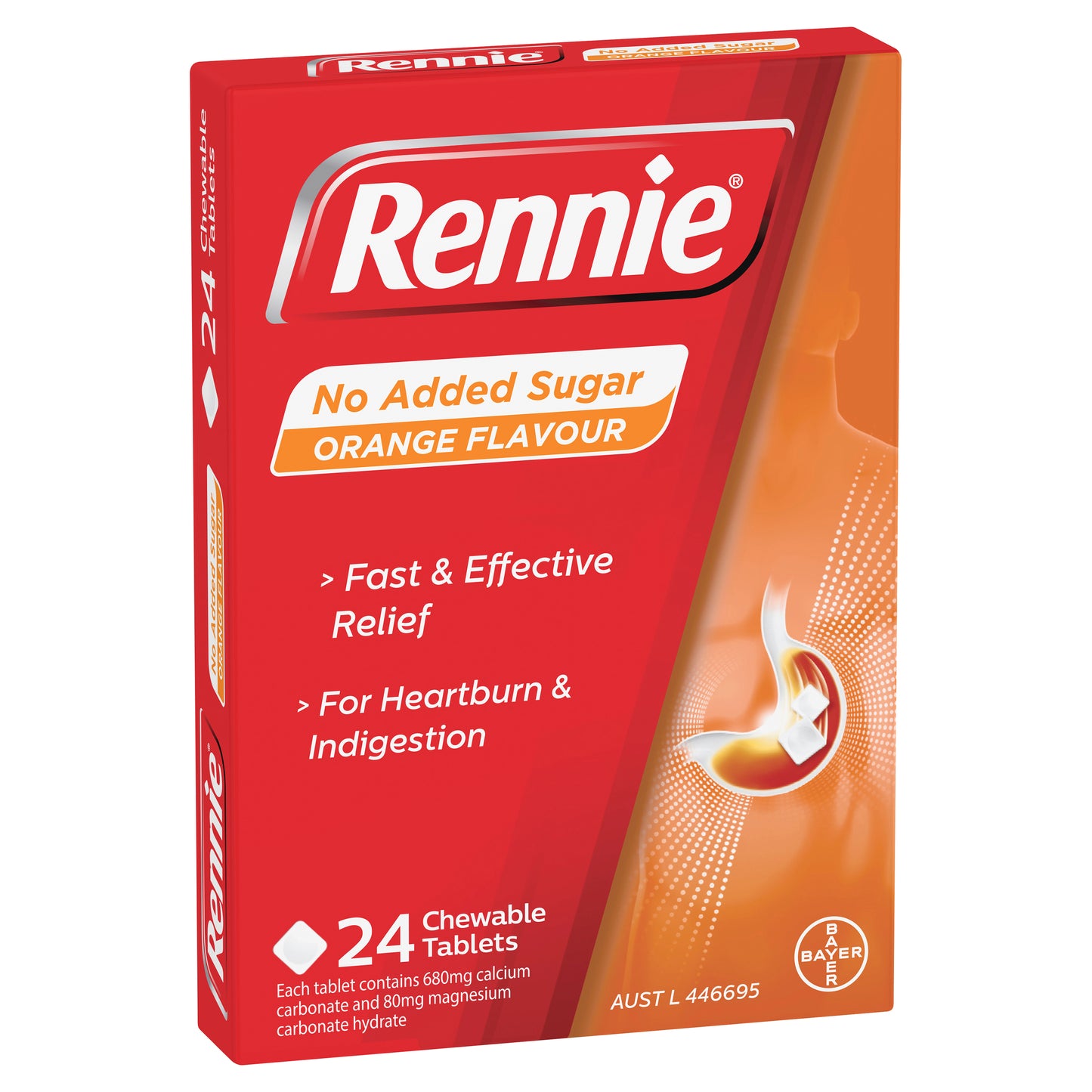 Rennie No Added Sugar Orange Tablets 24