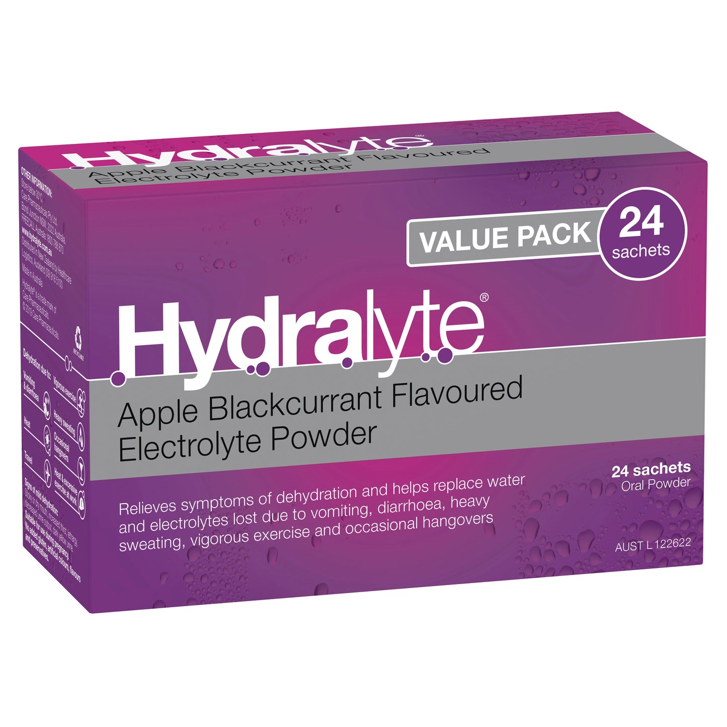 Hydralyte V-Pak Apple Blackcurrant Sachets 24