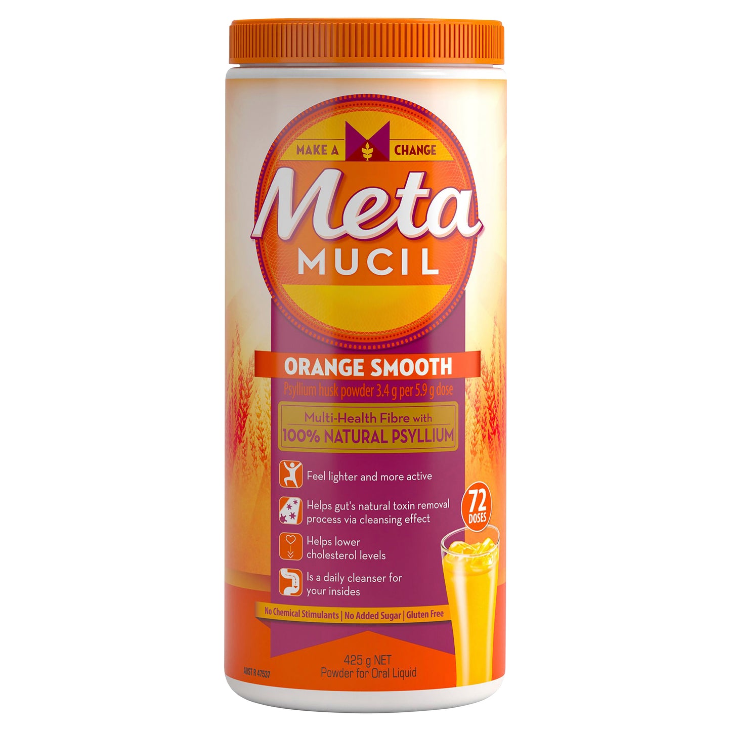 Metamucil Smooth Orange 72 Dose 425g