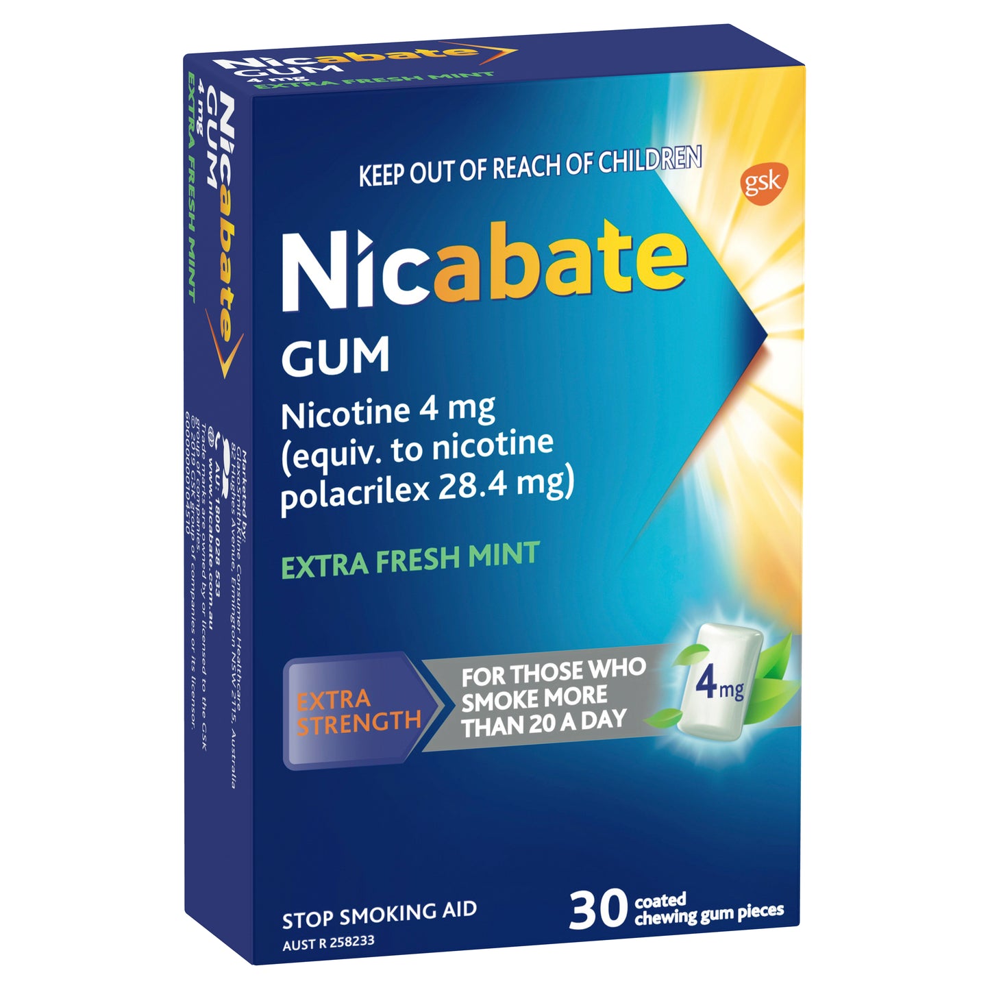 Nicabate Gum Extra Freshmint 4 mg 30 Pack