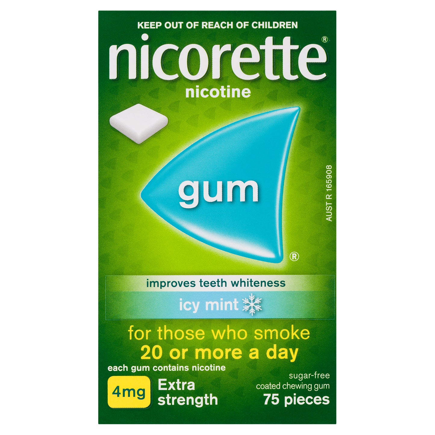 Nicorette Gum Icy Mint 4 mg 75 Pack