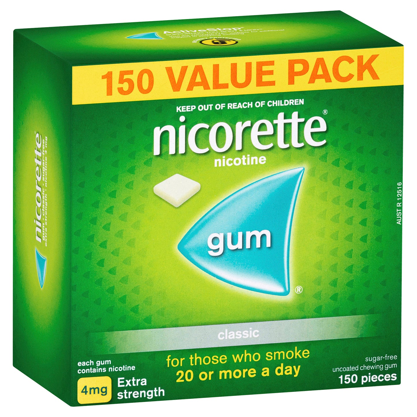 Nicorette Gum Classic 4 mg 150 Pack