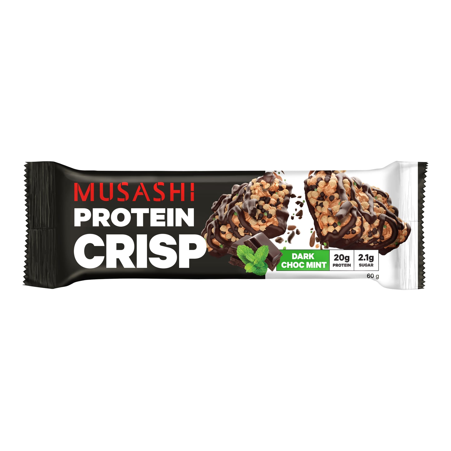 Musashi Protein Crisp Bar Chocolate Mint 60g x12