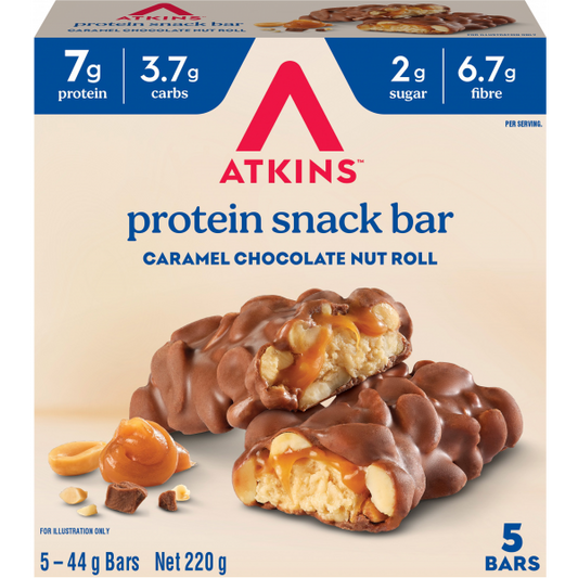 Atkins Caramel Choc Nut Roll 44g x5 Pack