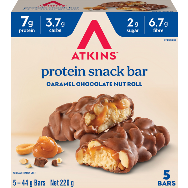 Atkins Caramel Choc Nut Roll 44g x5 Pack