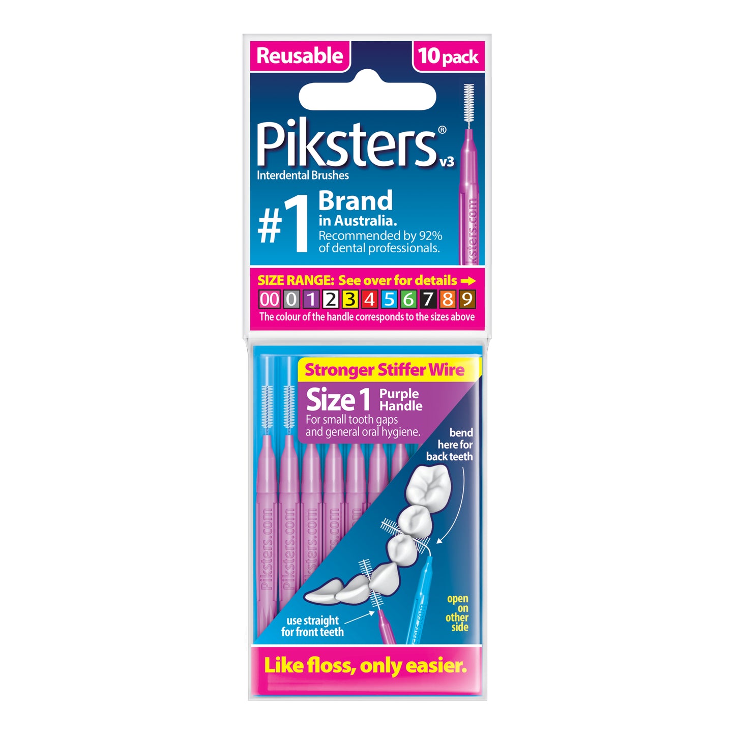 Piksters Interdental Brushes Size 1 Purple 10pk