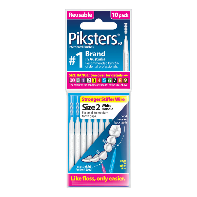 Piksters Interdental Brushes Size 2 White 10pk