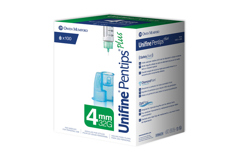 Unifine Pentips Plus Insulin Pen Needles 32 Gauge 4 mm Box of 100