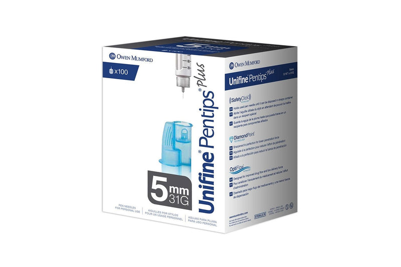 Unifine Pentips Plus Insulin Pen Needles 31 Gauge 5 mm Box of 100