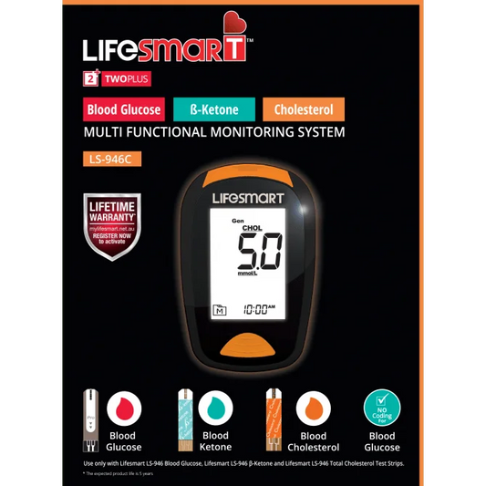 LifeSmart Blood Glucose Ketone & Cholesterol Multi Functional Monitor