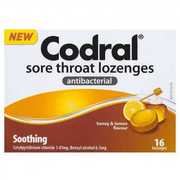 CODRAL LOZENGES HONEY & LEMON 16