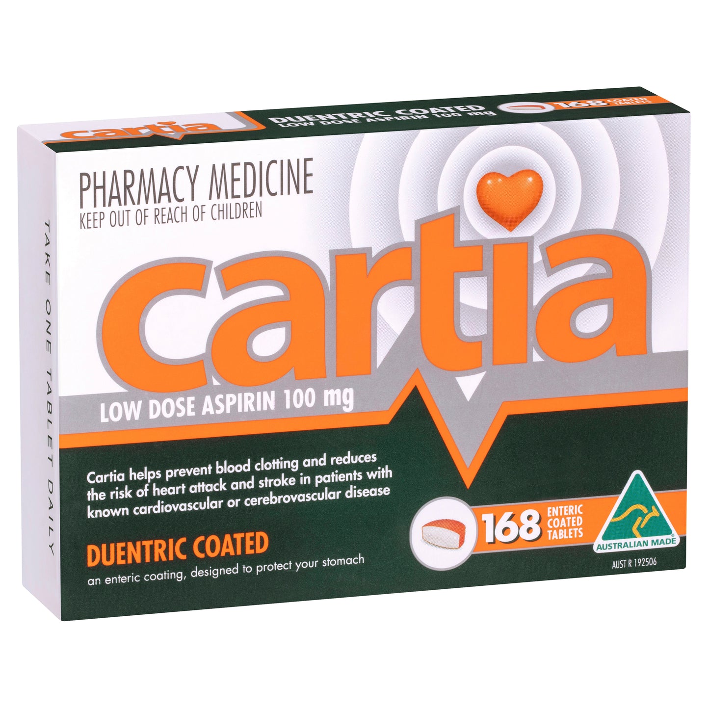 Cartia Aspirin 100mg Enteric Coated Tablets 168