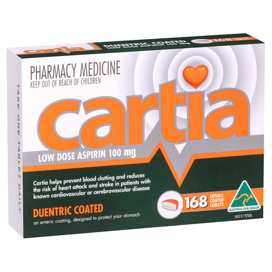 Cartia Aspirin 100mg Enteric Coated Tablets 168