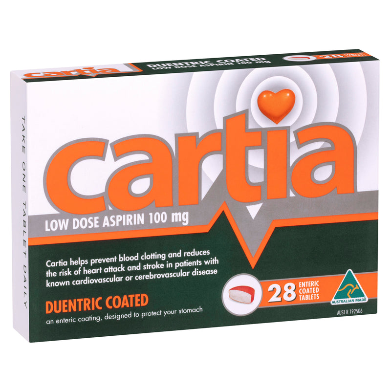 Cartia Aspirin 100mg Enteric Coated Tablets 28