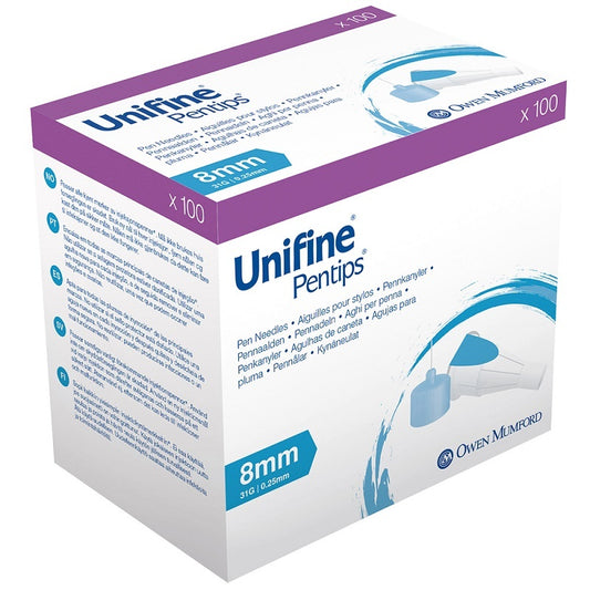 Unifine Pentips Insulin Pen Needles 31 Gauge 8 mm Box of 100