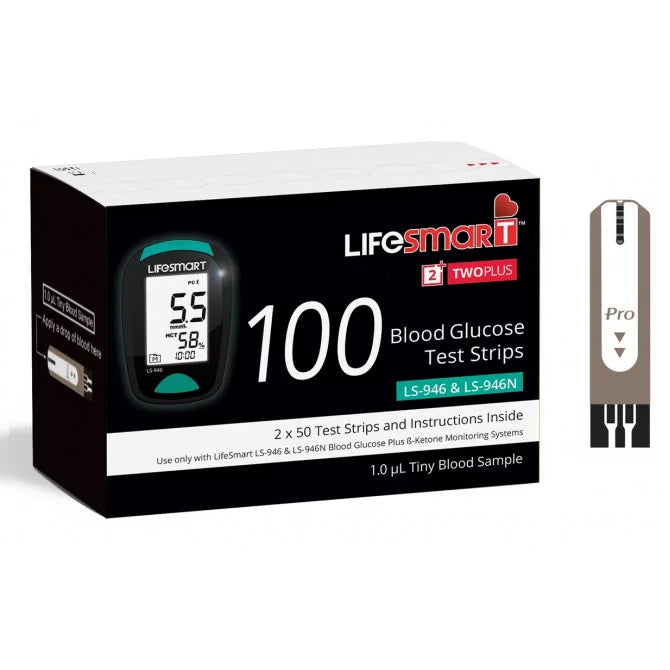 LifeSmart Two Plus Blood Glucose Test Strips 100