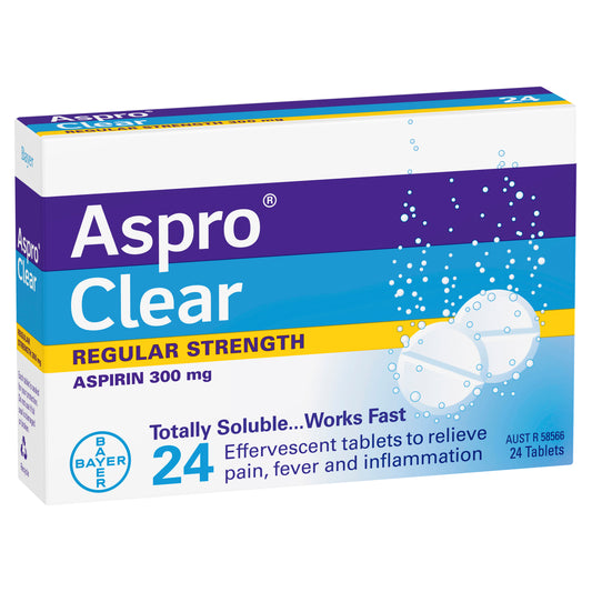 Aspro Clear Effervescent Aspirin 300mg Tablets 24