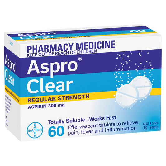 Aspro Clear Effervescent Aspirin 300mg Tablets 60